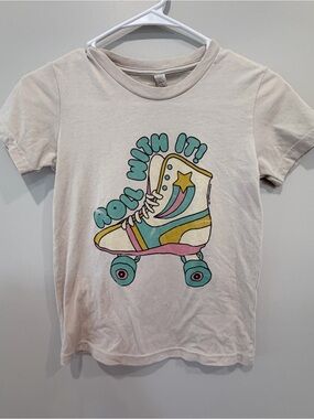 Girl's Cream Roller Skate Graphic Tee - Unbranded